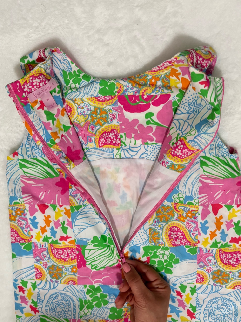 LILLY PULITZER Girls Colorful Patchwork Floral Tank Dress - Picture 8 of 12